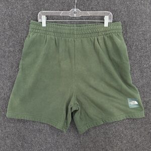 The North Face Sweat Shorts Men's Large Green Fleece Elastic Waist Drawstring